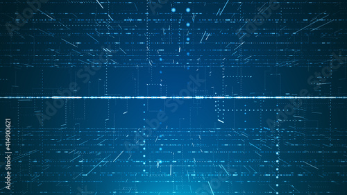 Abstract network connection grid perspective graphic background. Digital technology futuristic illustration concept.