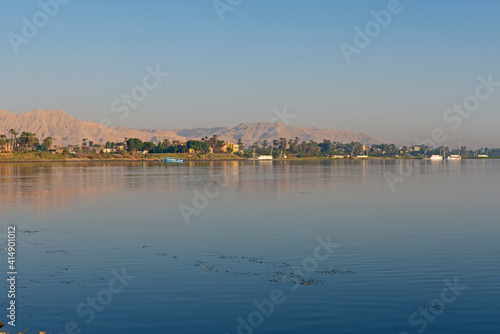 View of river nile in Egypt showing Luxor west bank