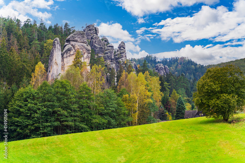 Adersbacher rock city in Krenov in the Czech Republic photo