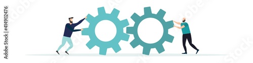 Business concept. Team metaphor. People connecting puzzle pieces. business team working and project teamwork concept. Community service symbol, cooperation, partnership. Vector.