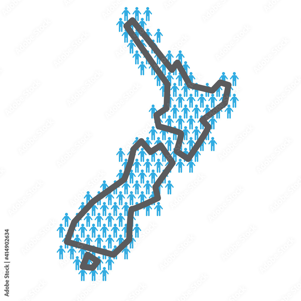 New Zealand population map. Country outline made from people figures Stock Vector Adobe Stock