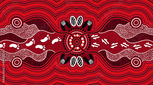 Red aboriginal art vector