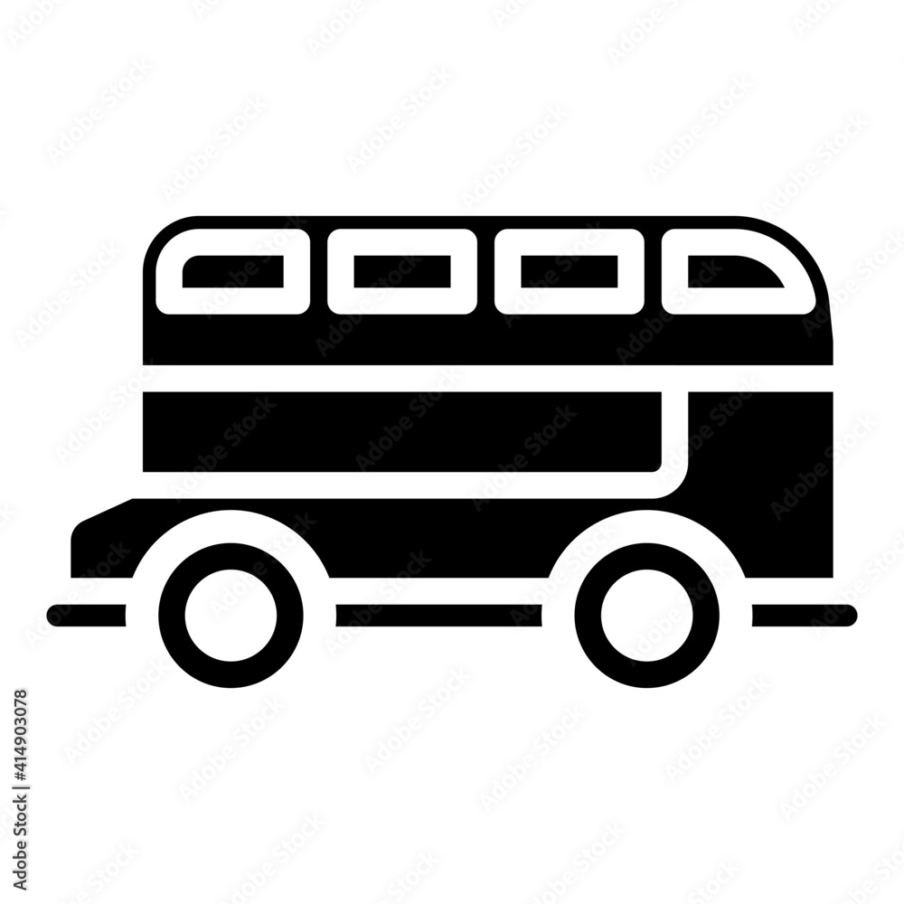 A bus that has two storeys or decks, double decker solid icon design A bus that has two storeys or decks, double decker solid icon design
