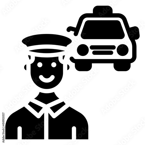 Avatar with vehicle showing taxi driver concept icon