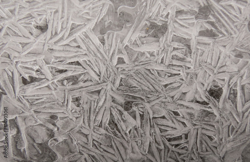Frozen puddle ice crystals