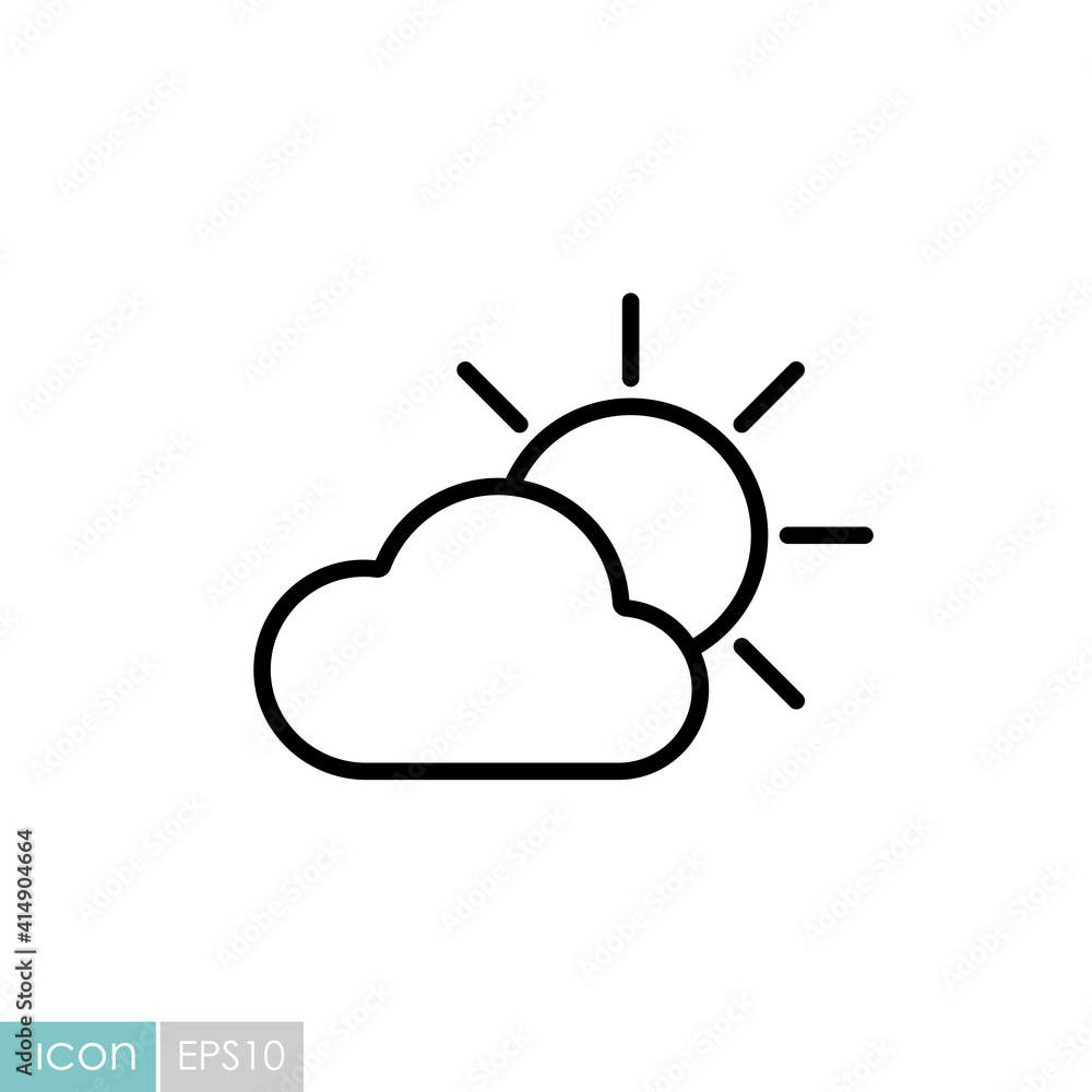 Obraz premium Sun and cloud vector icon. Weather sign