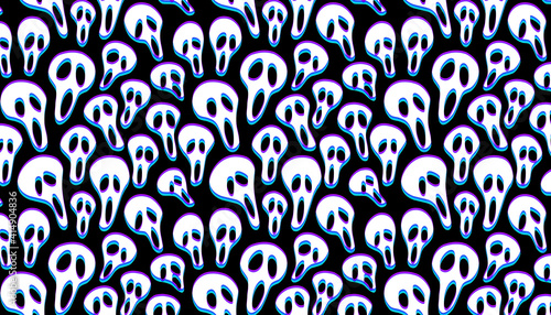 Happy halloween ghost face scream seamless pattern.