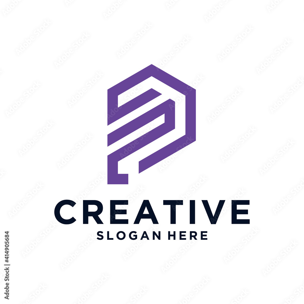 Fototapeta premium Initials Letter P Logo Linear luxury design vector template