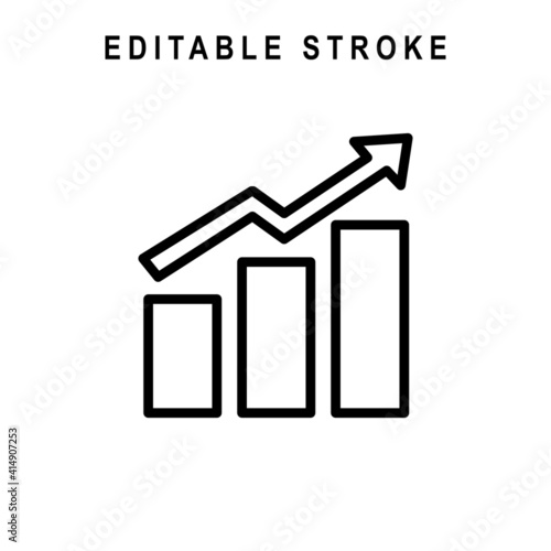 Profit Growing Outline Icon. Profit Growing Line Art Logo. Vector Illustration. Isolated on White Background. Editable Stroke