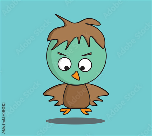Funny small birdie vector illustration. Baby Sparrow © DudiQ