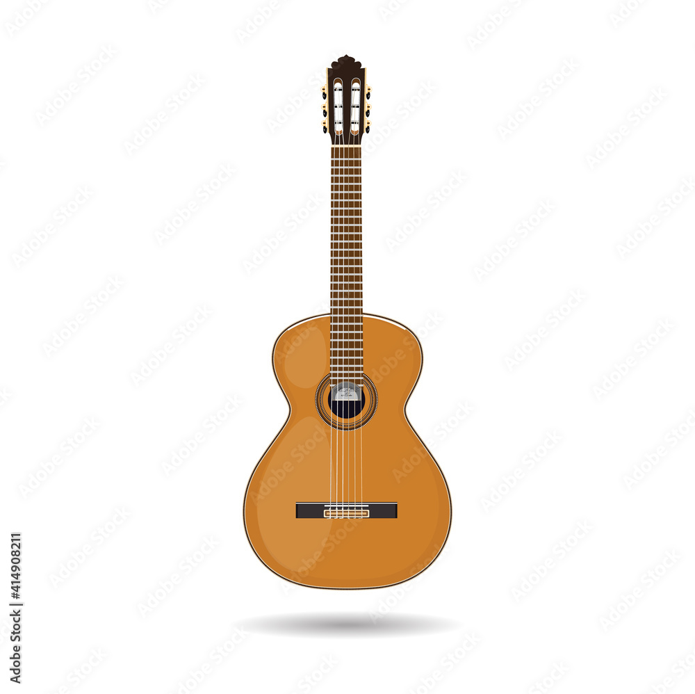 Vector illustration of classical guitar isolated.