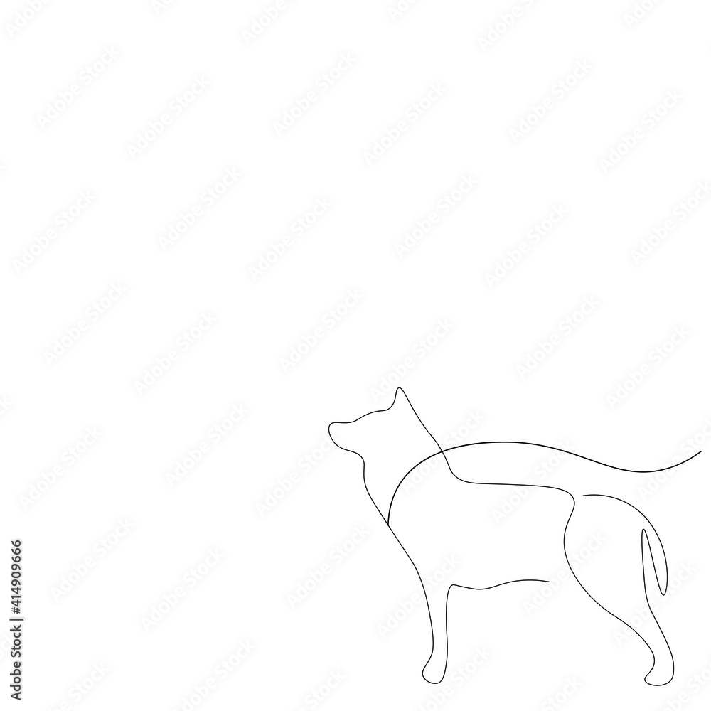 Dog silhouette line drawing, vector illustration Dog silhouette line drawing, vector illustration
