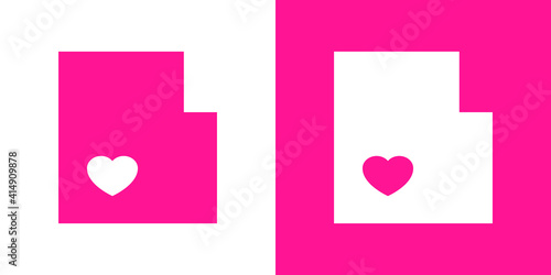 Logotipo con letra inicial L con corazón en fondo rosa y fondo blanco