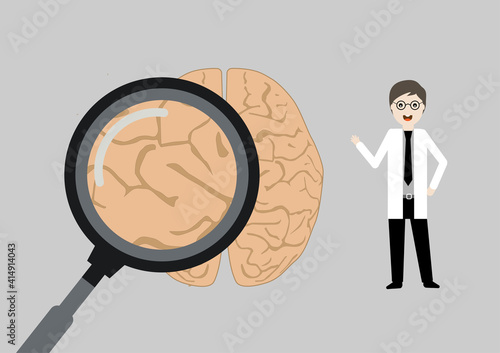 Illustration of brain magnification and doctor