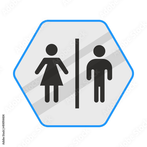 Attention! Use Restroom Before entering to Pool Concept Vector Blue Color Icon Design, Pool and beach safety rules on white background, Swimming Sports hexagon signboard mockup stock illustration