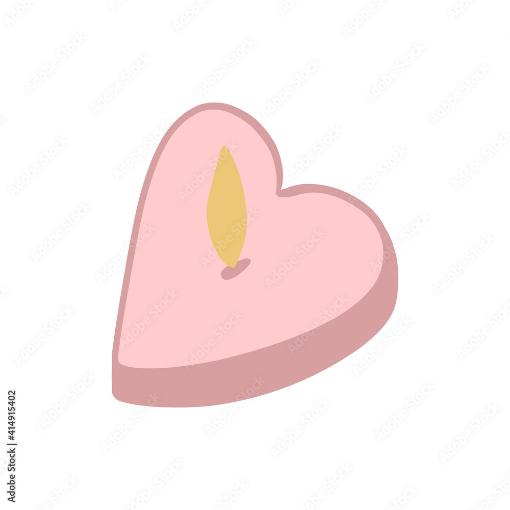 decorative hygge candle in the shape of a heart, vector, flat decorative hygge candle in the shape of a heart, vector, flat