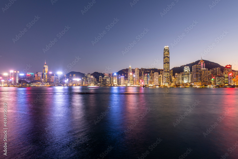 Hong Kong Victoria Harbor view at Night, Hong Kong.