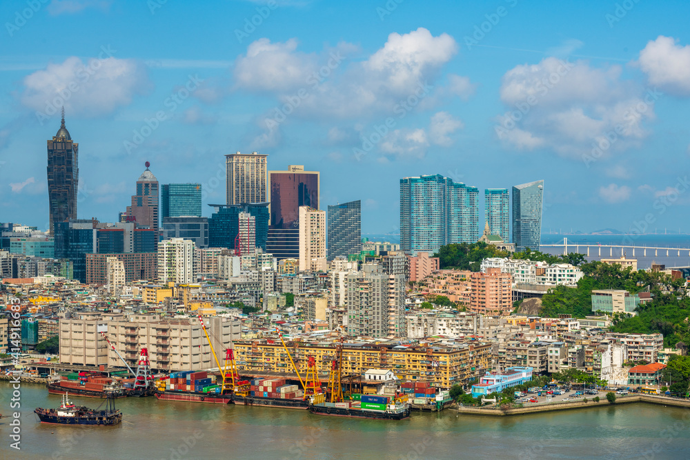 Macau Cityscape from Zhuhai at Evening, Macau