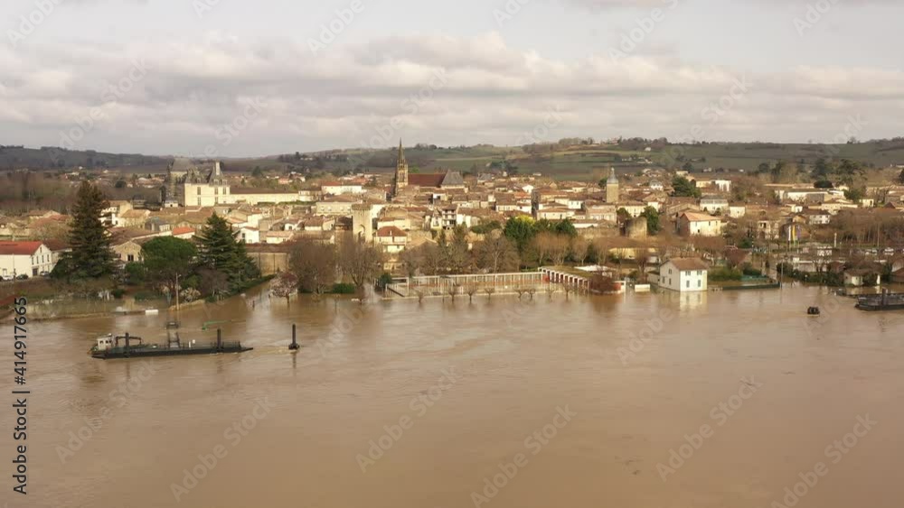 Aerial view of the floods in the south west of France, the Garonne in flood. Aerial view of the floods in the south west of France, the Garonne in flood.