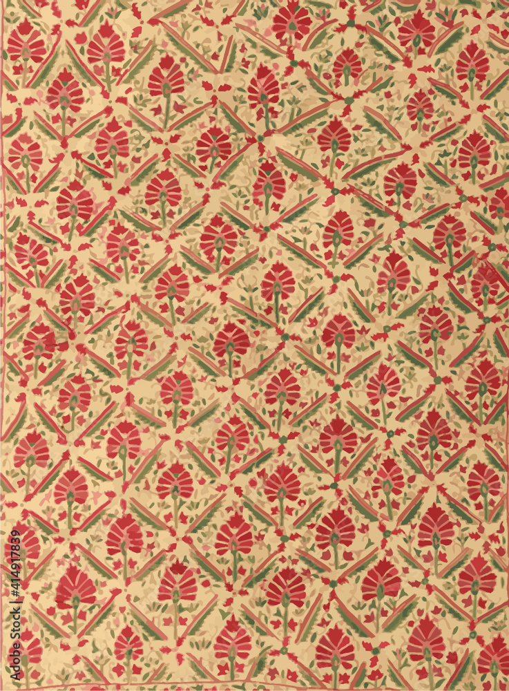 Distressed  carpet design with persian motifs