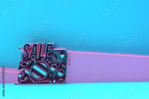 3D Render 50  OFF Sale Discount Banner with Space of Your Text Illustration Design.