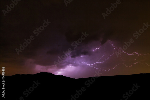 night landscape with storm lightning