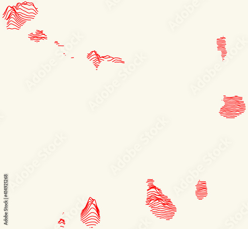 Topographic map of Cape Verde with red contour lines and beige background