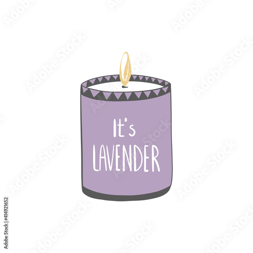 Vector flat style candle, scented candle cute design, hugge decor element