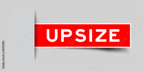 Label sticker red color in word upsize that inserted in gray background