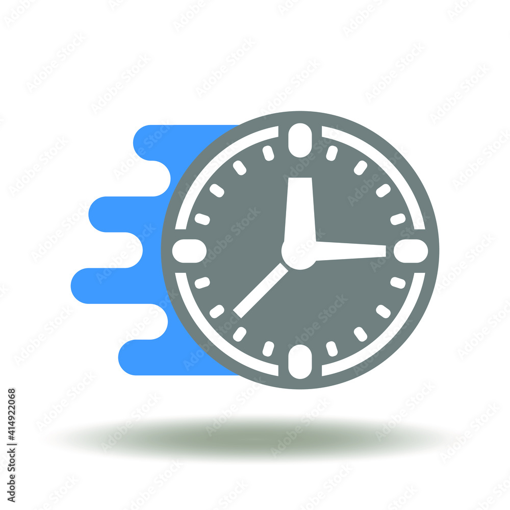 Fast fly moving clock vector icon. Agile symbol. Flexible Scrum Development Logo. Fast fly moving clock vector icon. Agile symbol. Flexible Scrum Development Logo.