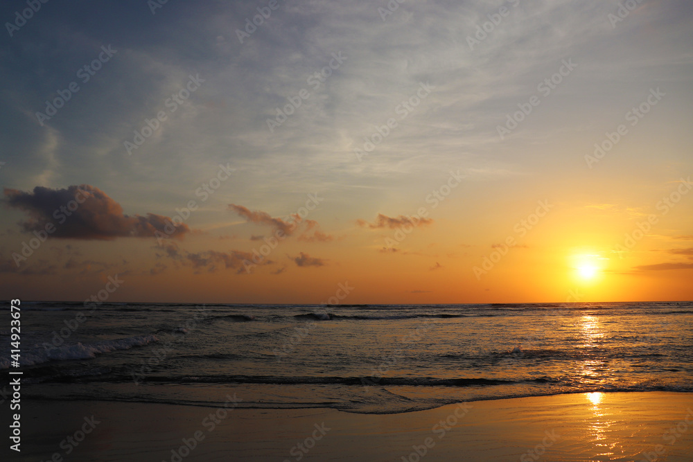 a perfect sunset scene at Canggu beach Bali, Indonesia