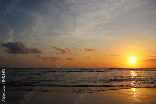 a perfect sunset scene at Canggu beach Bali, Indonesia