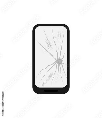 Broken smartphone. Flat design. Vector illustration. Graphic element of design. Icon