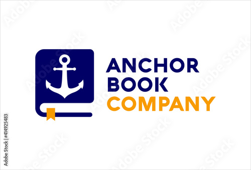Anchor book logo design template vector