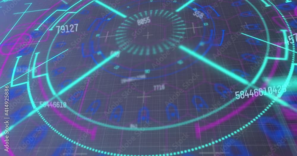 Animation of scope scanning and numbers changing on grid in background Animation of scope scanning and numbers changing on grid in background