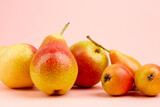Yellow and red pears in studio 