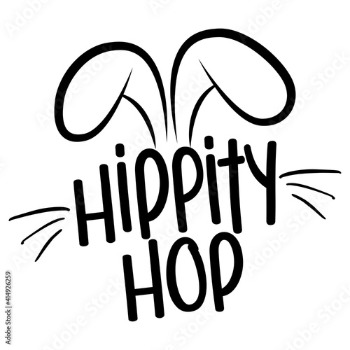 Hippity Hop - Cute bunny design, funny hand drawn doodle, cartoon Easter rabbit. Good for children's book, poster or t-shirt textile graphic design. Vector hand drawn illustration.