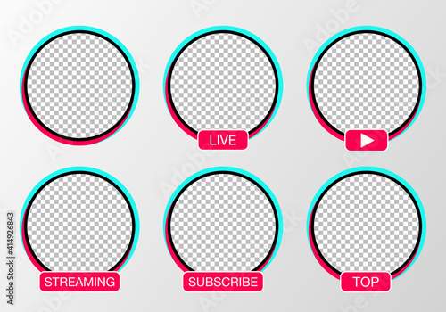 Social media avatar set. User icon, stories, LIVE video, streaming. Colorful gradient. Logo, symbol, sign. Vector illustration.