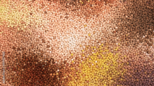 Conceptual illustratiom background with bunch of balls in colors of skin photo
