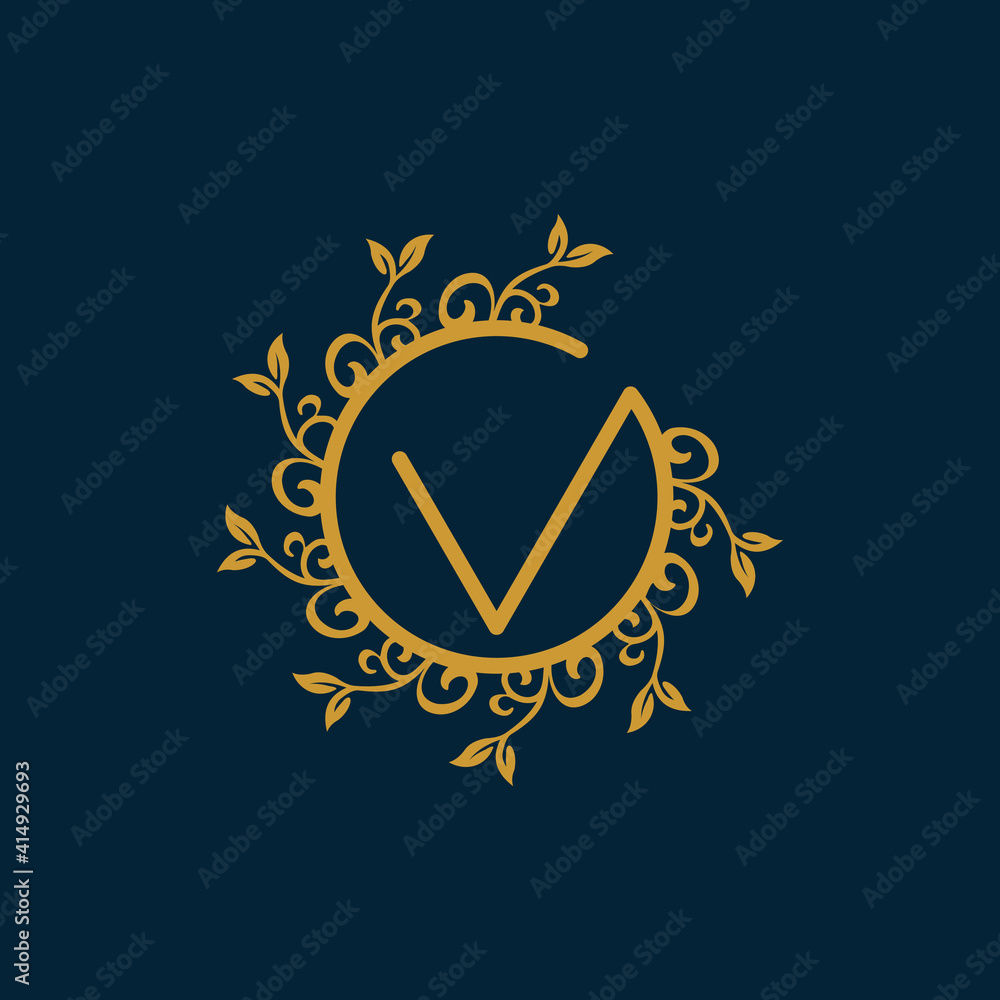 Letter V Ornament Logo Design