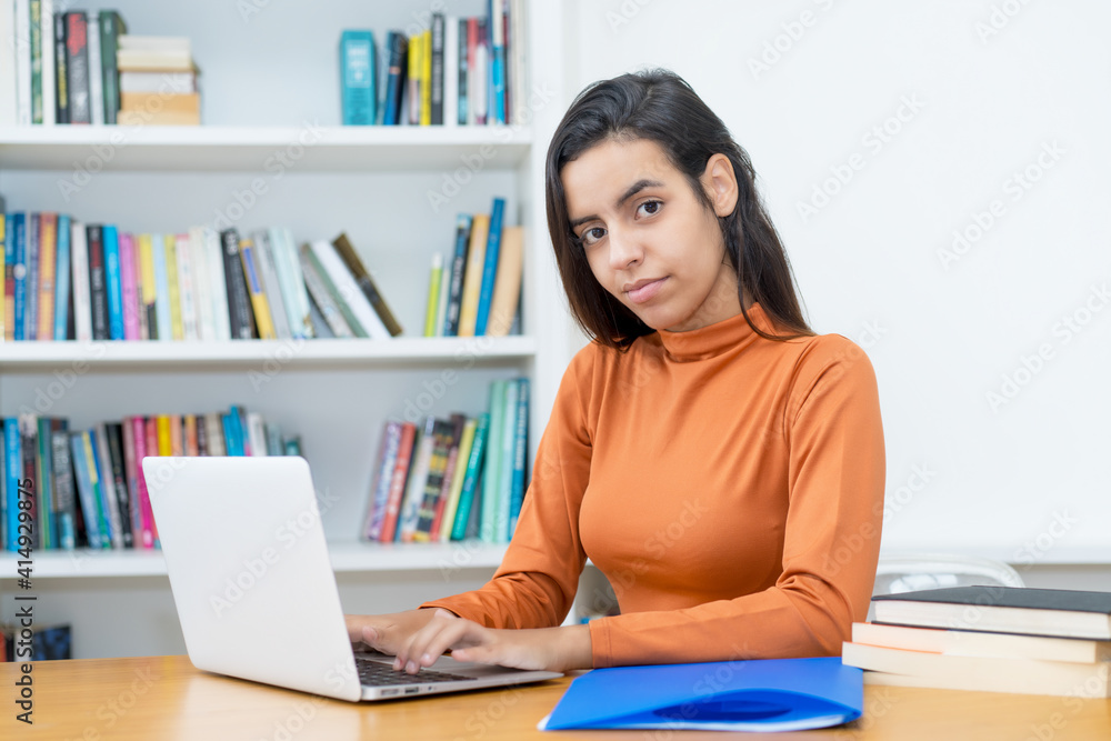 Turkish female student learning at computer Turkish female student learning at computer