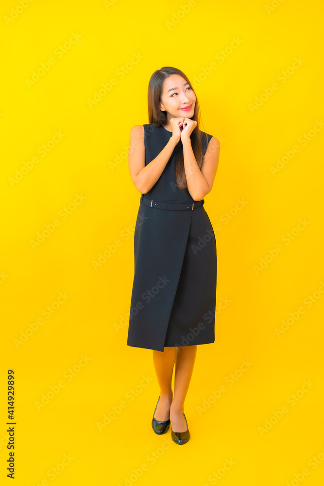 Portrait beautiful young asian business woman smile with action Portrait beautiful young asian business woman smile with action