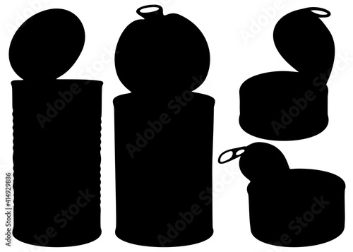 Canned food open jars in the set.