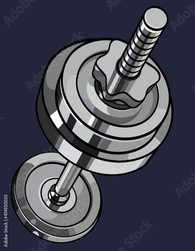 gray painted metal dumbbell with removable discs