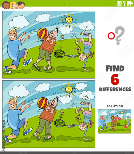 differences educational game with kids playing in the park