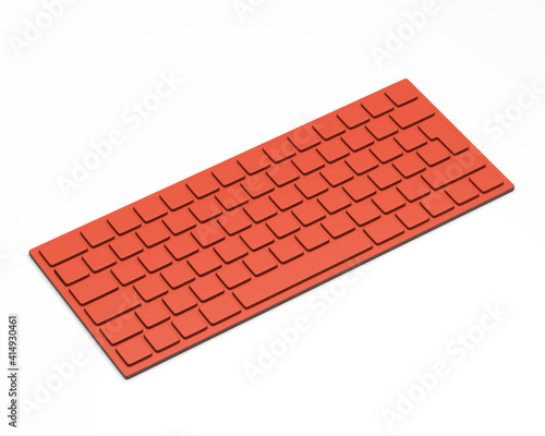 Perspective of the keyboard. Close up with black keys, 3d, 3d rendering, 3d render of a white keyboard without letters

