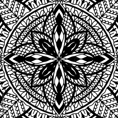 Graphic round traditional mandala abstract isolated in white background.Boho indian shape.Ethnic oriental style. photo