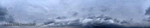 Panorama of cloudy gray sky. Sky rainstorm