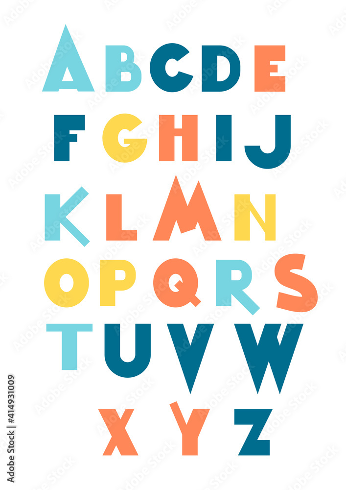Vector set of three cartoon funny difference english Alphabets. Cute colorful vector English alphabet, vintage font, funny hand drawn typeface, ABC, Lowercase and uppercase letters.
