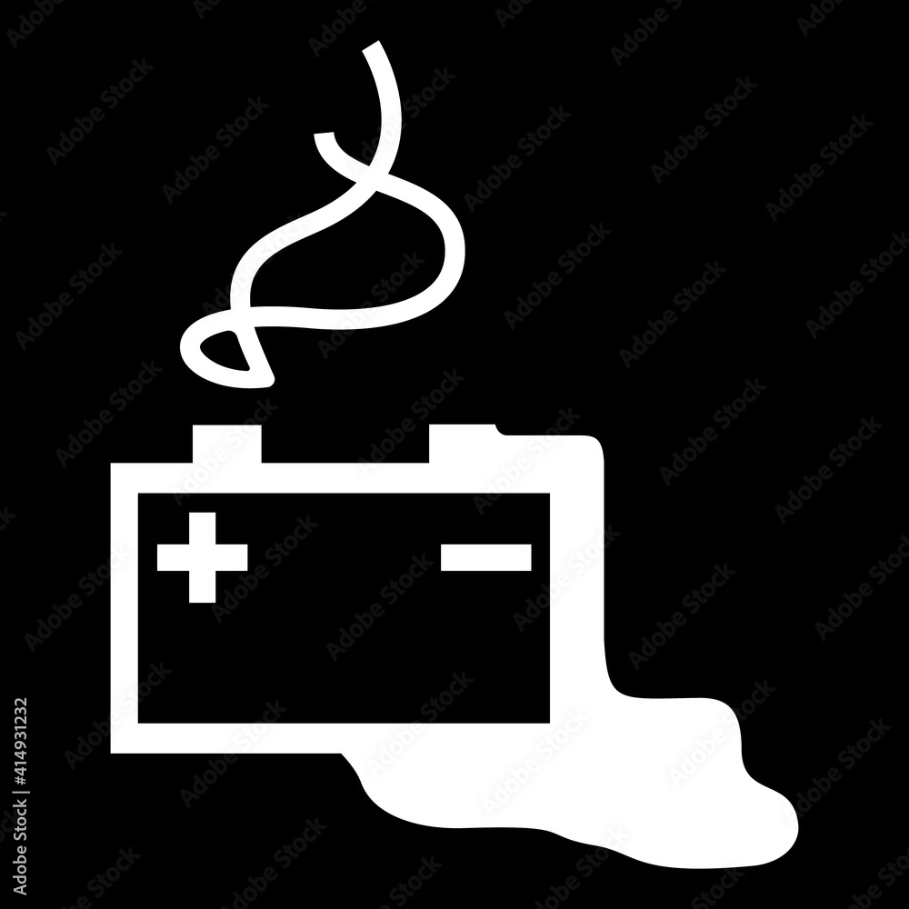 Dangerous batteries icon. Vector illustration of black and white